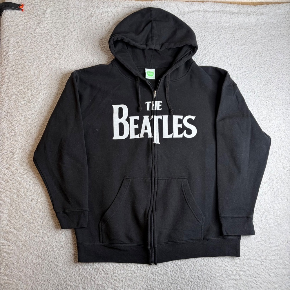 The Beatles Apple Corps 2005 Black Zip Up Hoodie Sweatshirt Mens XL Logo Band